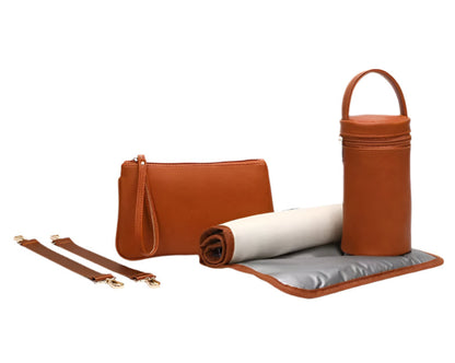 Vegan Leather Nappy Backpack With Separate Bottle Carrier