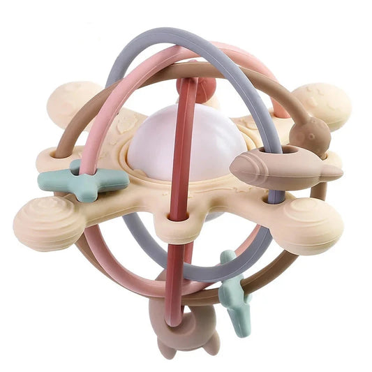 Rattle & Sensory Teether Bed Bell Silicone Montessori Ball