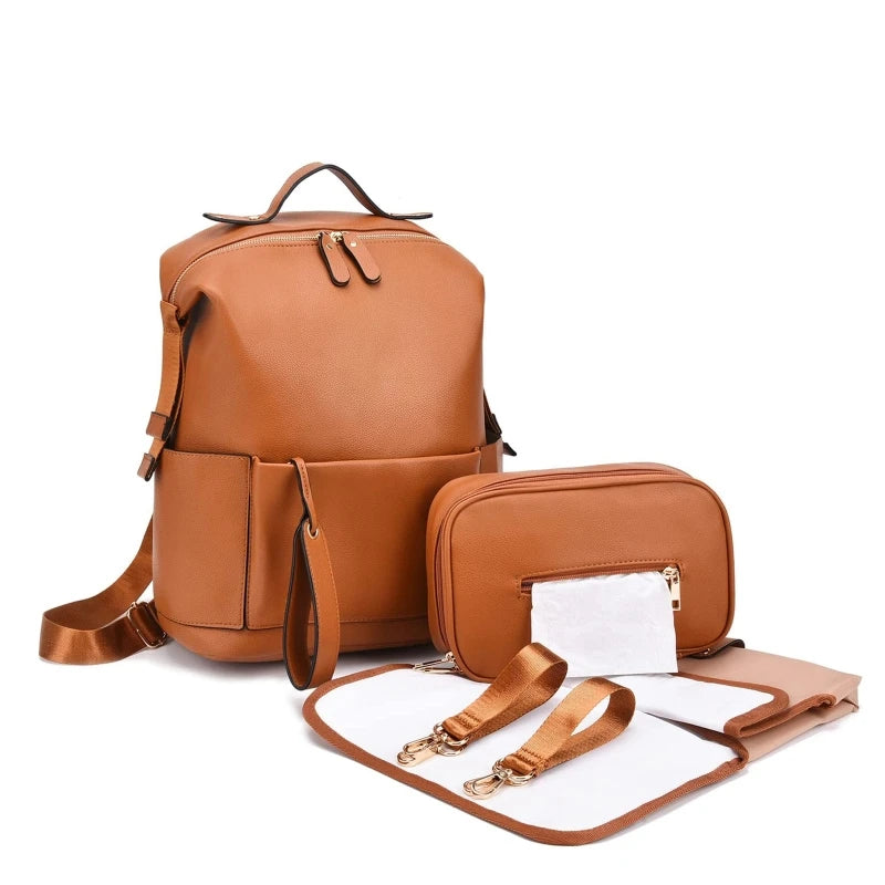 Multifunction Vegan Leather Nappy Bag